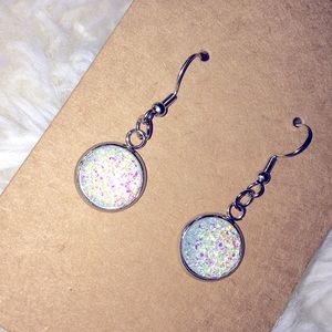 Faux druzy quartz earrings. NEW!!